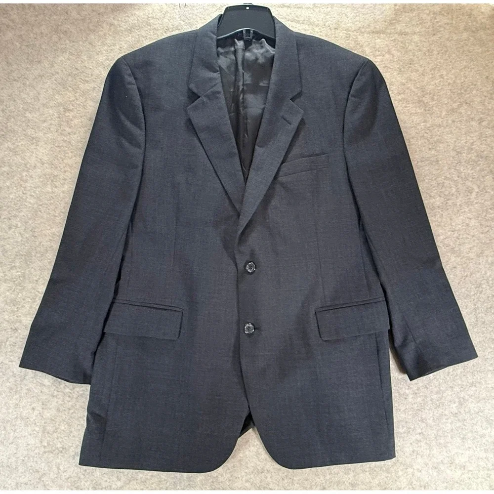 Jos A Bank Signature Collection Grey 100% Wool Micro Check Blazer Sport Coat 43R